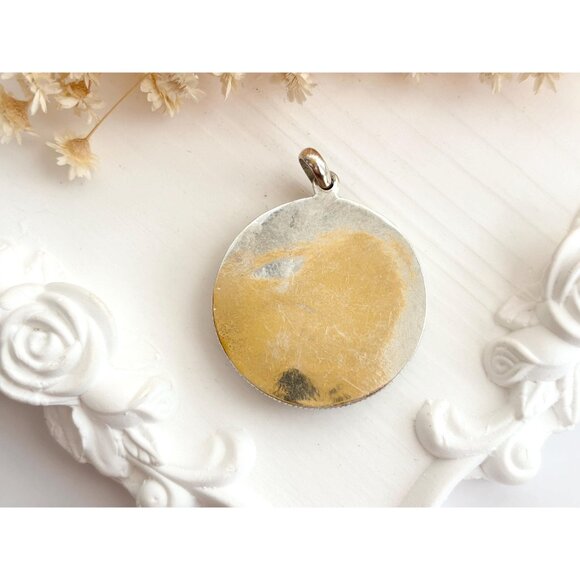 RARE & Stunning Gemstone Inlay Geometric Southwest Artisan 925 Vintage Pendant - Picture 2 of 10